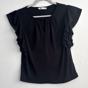 *SO black stretch ruffle blouse S